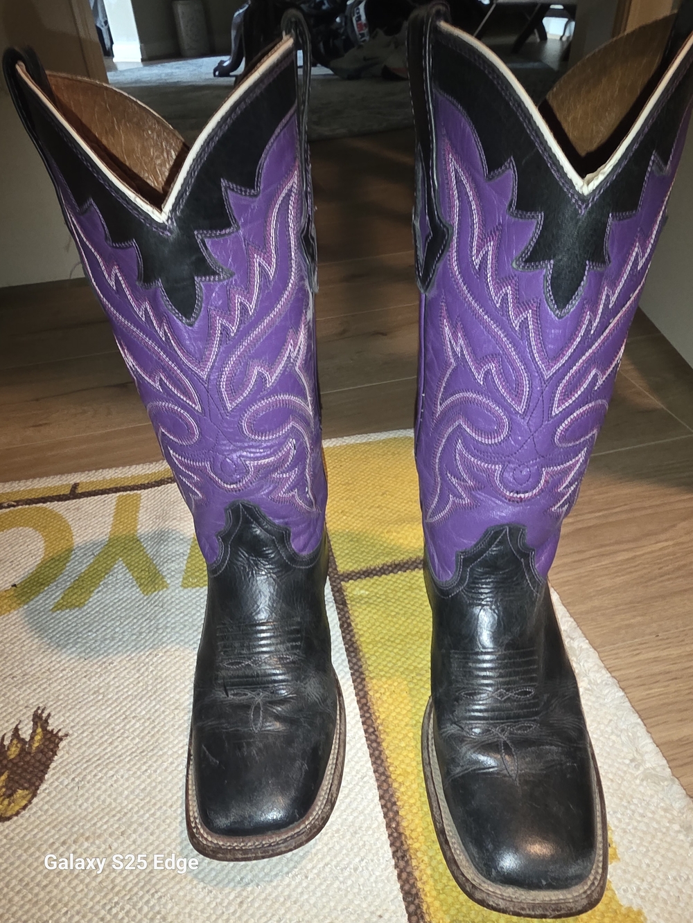 Purple and Black Women's Western Heeled Boots Size 7